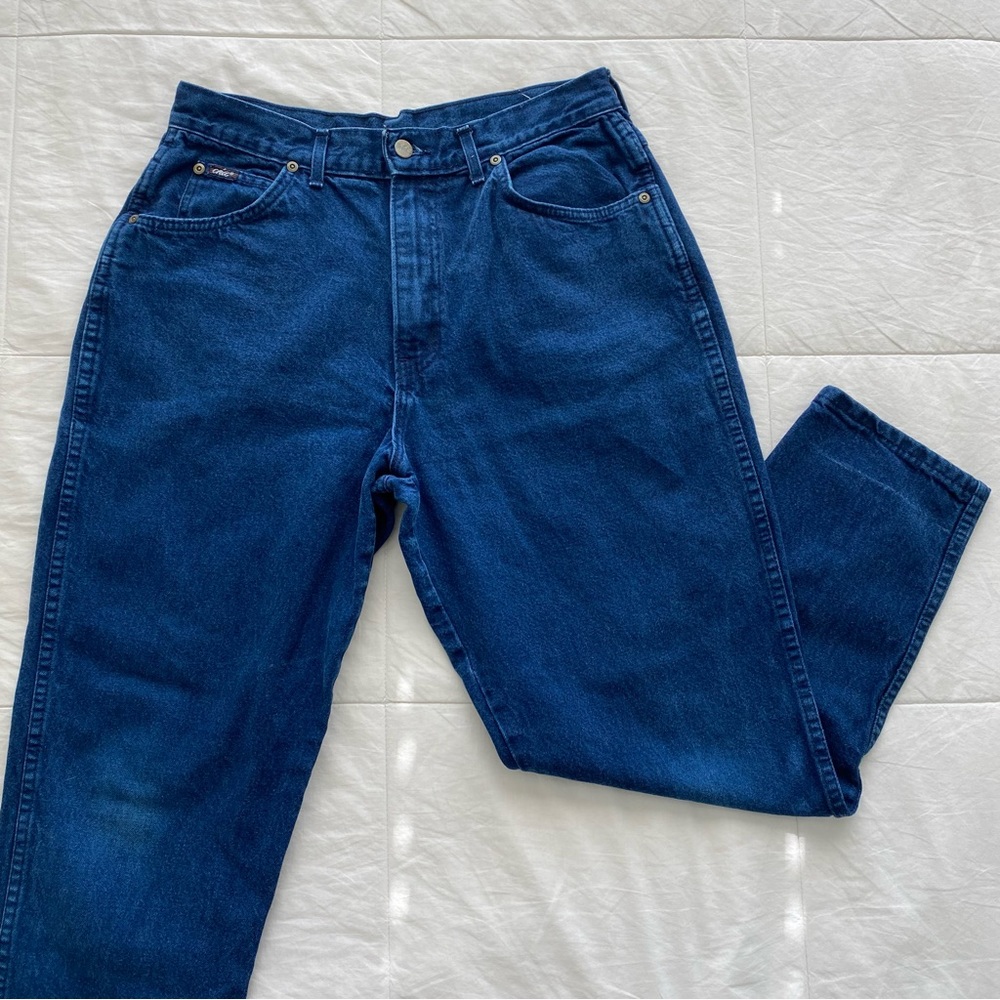 High rise blue denim mom jeans